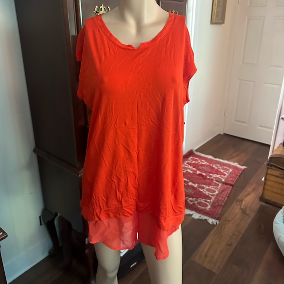 Vince Camuto Mixed Media Jewel Neck Tunic In Grey Hthr Vince Camuto Mixed Media Jewel Neck Tunic In Grey Hthr